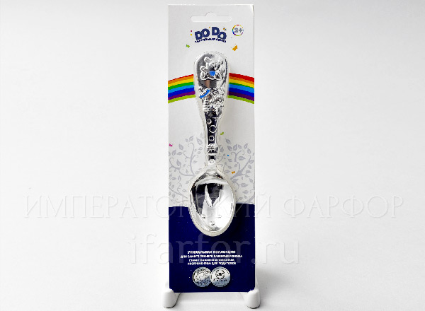 Ложка детская Мишка с голубой эмалью Тактильная