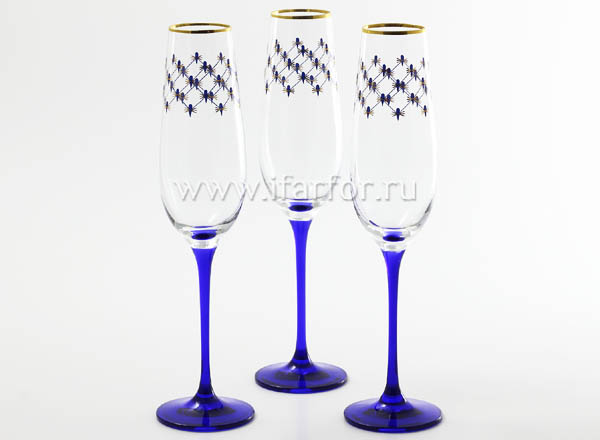 Набор бокалов для шампанского Кобальтовая сетка 6/6 Европейская