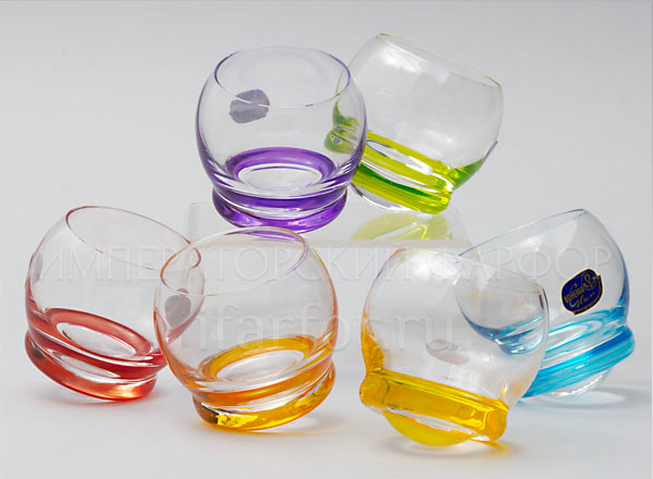 Set of wine glasses for vodka Harlequin 6/6 Crazy Kristalex