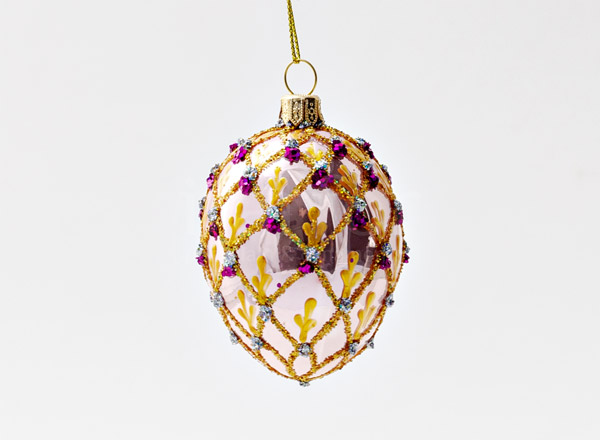 Елочная игрушка Яйцо Фаберже Сетка розовый