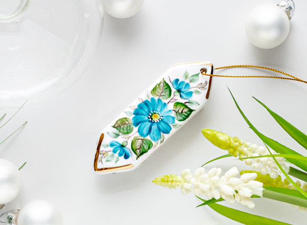 Елочная игрушка Конфета 3 Гжель краски золото