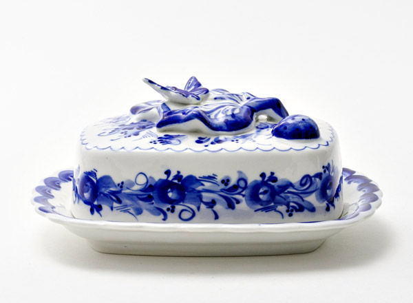 Butter dish Gzhel Ladybug