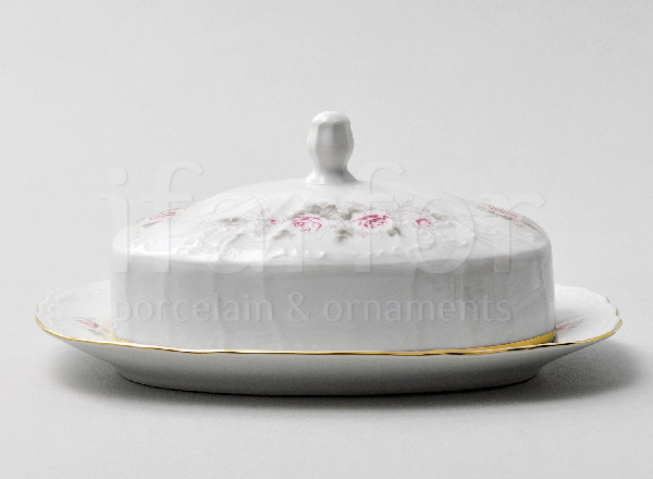 Масленка и крышка Бернадотт Серая роза золото Бернадотт