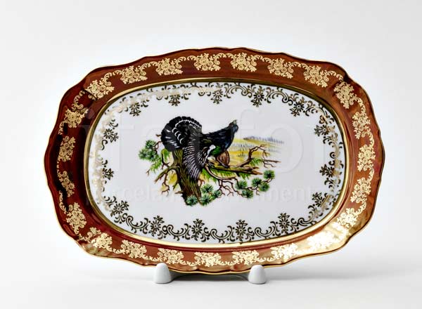 Блюдо прямоугольное Охота Красная Корона
