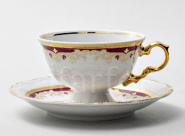 Чашка с блюдцем чайная Красная лилия Мария Луиза