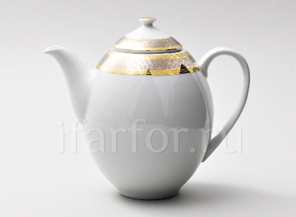 Кофейник Широкий кант платина золото Опал