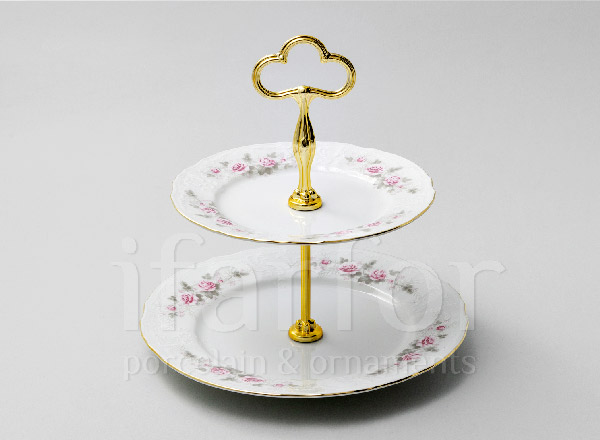 Этажерка двухъярусная Бернадотт Серая роза золото Бернадотт