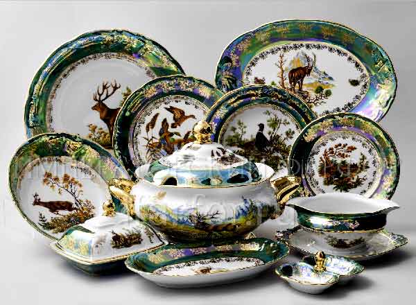 Сервиз столовый Охота Зеленая 6/29 Фредерика