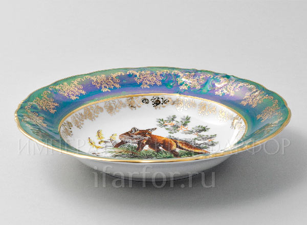 Тарелка глубокая Охота Зеленая