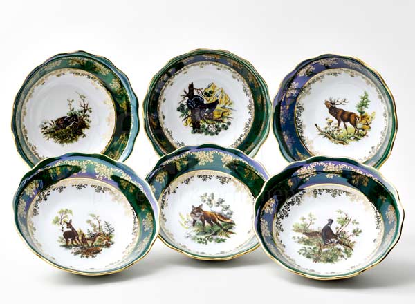 Набор салатников Охота Зеленая 6/6 Корона