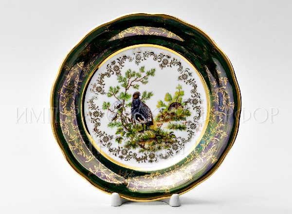 Тарелка десертная Охота Зеленая