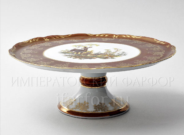 Блюдо для торта Охота Красная Корона