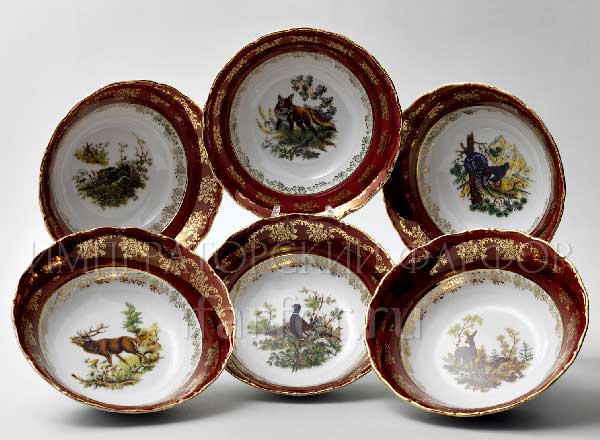 Набор салатников Охота Красная 6/6 Фредерика