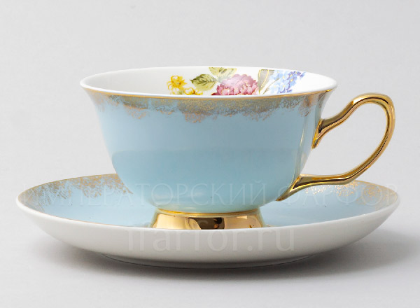 Чашка с блюдцем чайная Ассорти Голубой Royal Classics