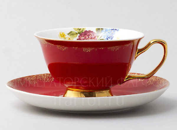 Чашка с блюдцем чайная Ассорти Красный Royal Classics