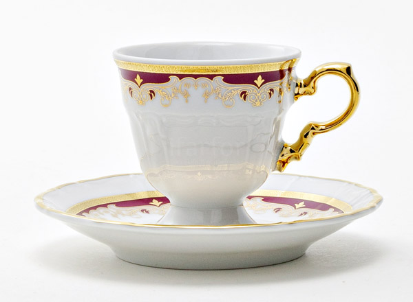 Чашка с блюдцем кофейная Красная лилия Мария Луиза