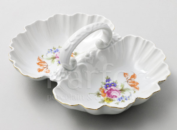 Compartmental dish 2-section Flower motif DUBI