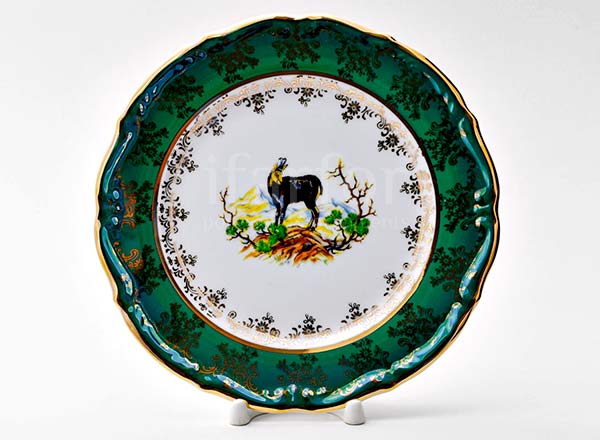 Тарелка плоская Охота Зеленая
