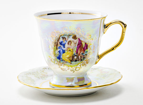 Чашка с блюдцем кофейная Мадонна Перламутр Мария-Тереза