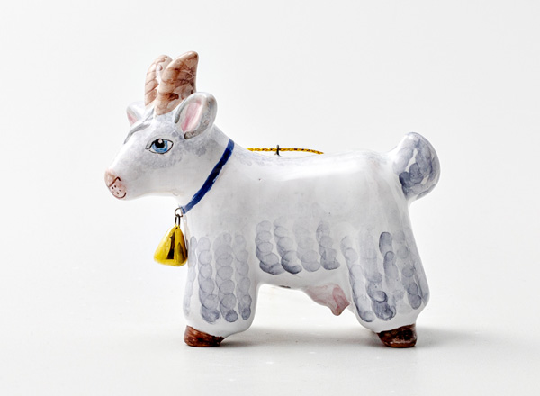 Christmas tree toy Goat with a bell