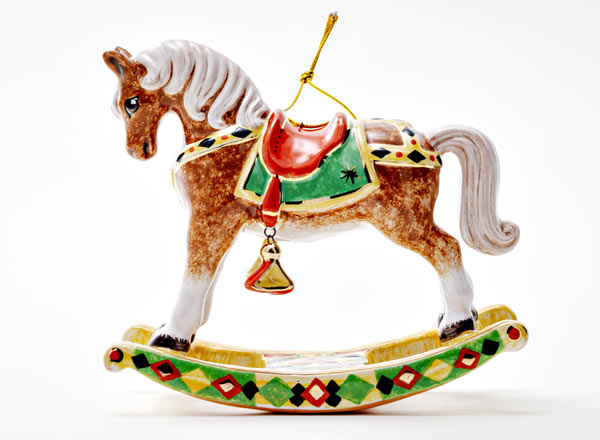 Елочная игрушка Лошадка-качалка Коричневая