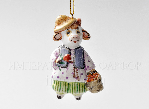 Елочная игрушка Бычок с корзинкой Рисунок 16