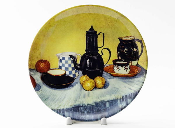 Decorative plate Vincent van Gogh Blue glossy coffee pot