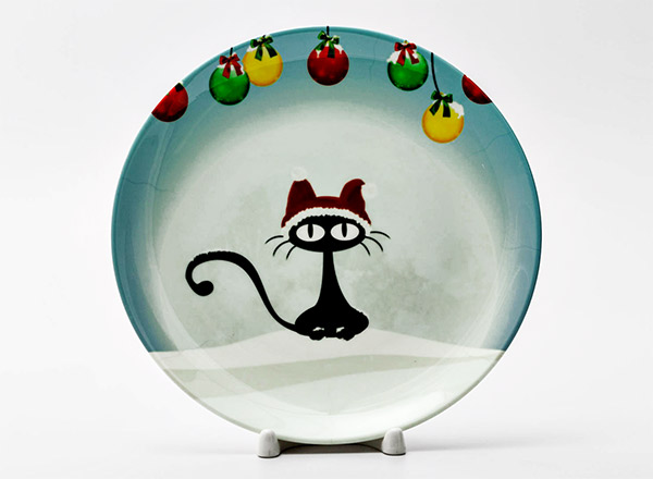 Декоративная тарелка  Черный кот