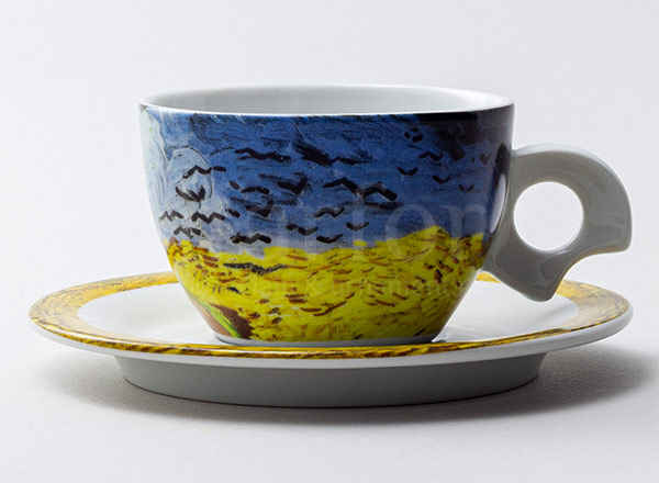 Cup and saucer tea Van Gogh. Birds DOVA