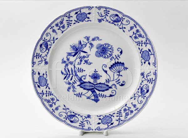 Блюдо мелкое Луковичный узор. Синий лук Натали