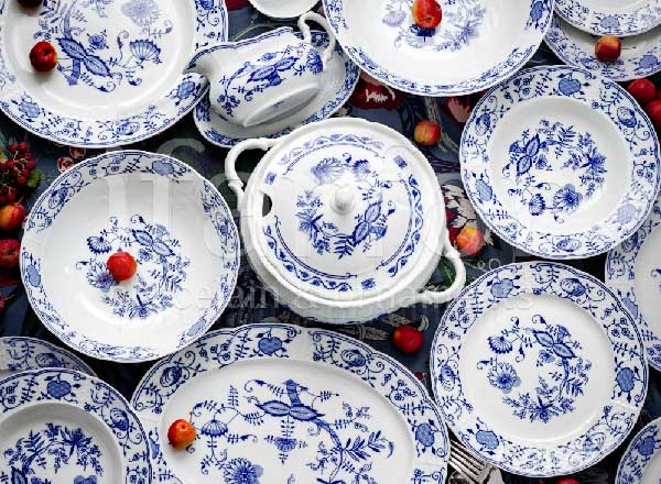 Сервиз столовый Луковичный узор. Синий лук 6/24 Натали