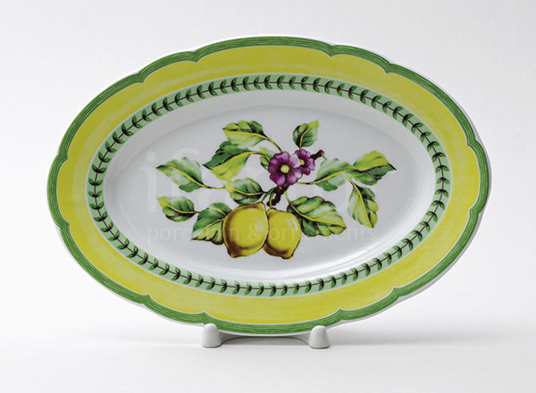 Dish/ platter oval Summer garden Rose
