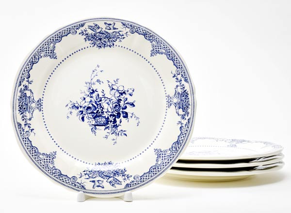 Набор тарелок столовый FLEURS DEPAREILLEES BLEU GIEN Шампань