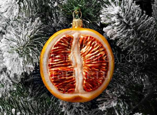 Christmas tree toy Berries and fruits. Grapefruit