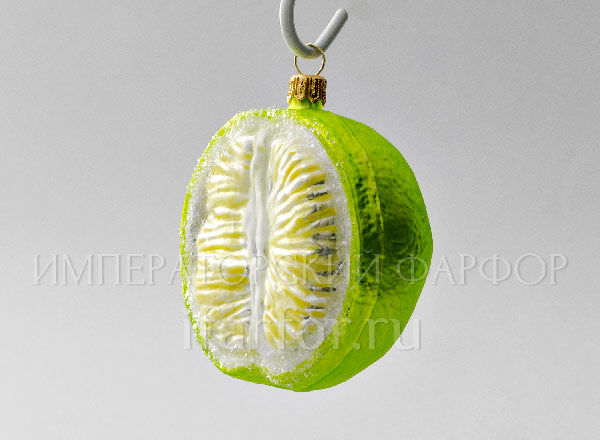 Christmas tree toy Berries and fruits. Grapefruit in ice