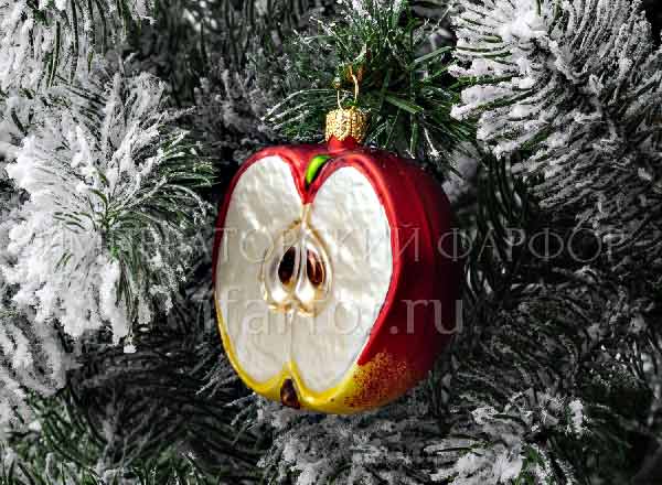 Christmas tree toy Berries and fruits. Half apple min