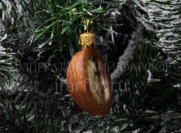 Christmas tree toy Berries and fruits. Half walnut