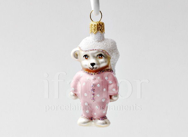 Елочная игрушка Медвежонок в розовой пижаме