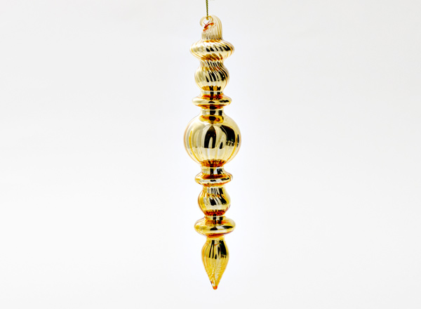 Елочная игрушка Веретено ребристое 2 Золотое