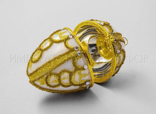 Елочная игрушка Шкатулка Яйцо Фаберже Золотое