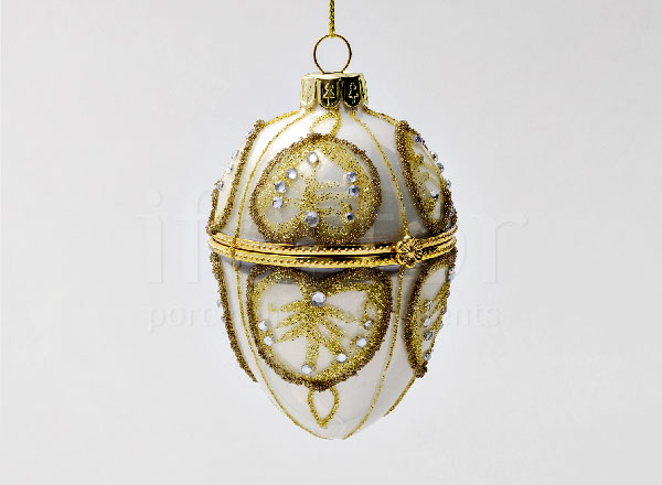 Елочная игрушка Шкатулка Яйцо Фаберже Золотое