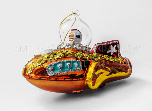 Christmas tree toy Santa Claus on a rocket