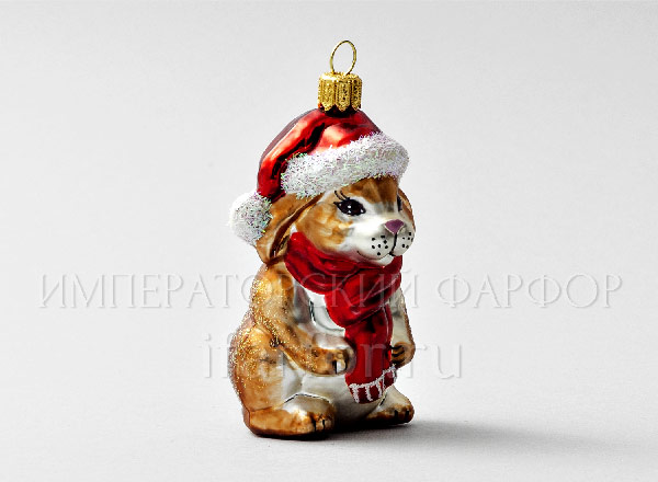 Christmas tree toy Rabbit in Santa Claus hat