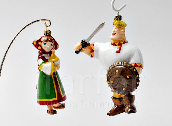 Набор елочных игрушек в подарочной коробке Алеша и Любава