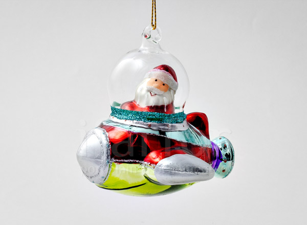 Christmas tree toy Santa Claus on a plane