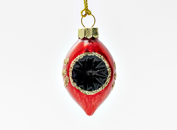 Елочная игрушка Конус-рефлектор мини красно-черный