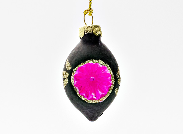 Елочная игрушка Конус-рефлектор мини черно-розовый