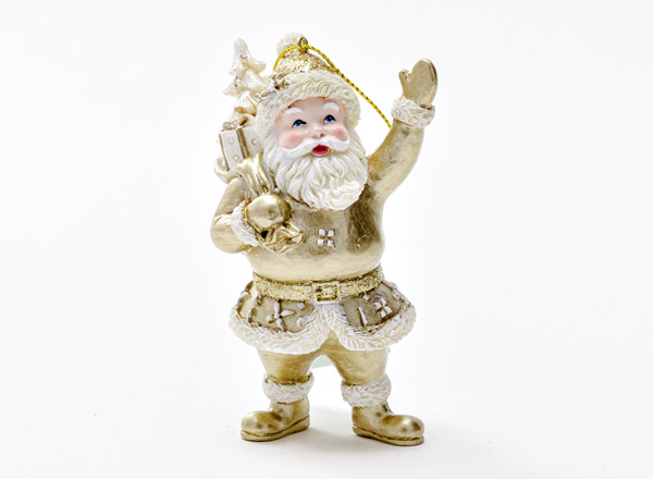 Christmas tree toy Santa Claus in a golden fur coat 1