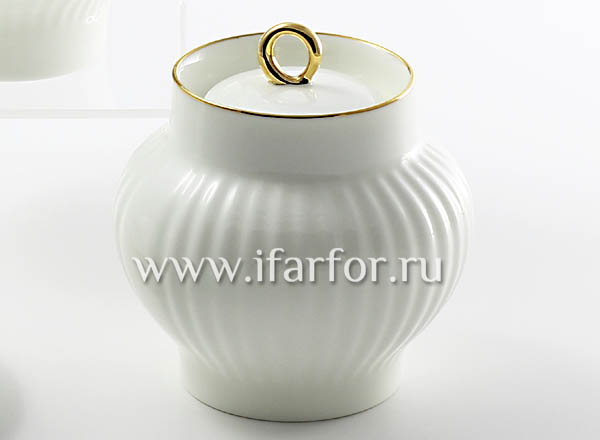 Sugar bowl Gold edging 2 Wave