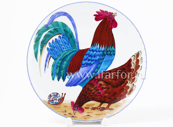 Тарелка декор Петушок и курочка